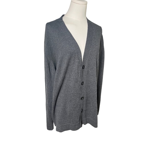 Alan Flusser Other - Alan Flusser Cotton Cashmere Cardigan Charcoal Gray V Neck Button XL